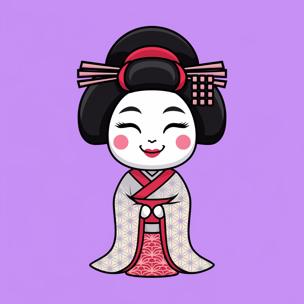 Kategorie kultura, Kreslená japonská gejša, prskavka, ilustrační obrázek Kategorie kultura, Kreslená japonská gejša, prskavka, ilustrační obrázek
