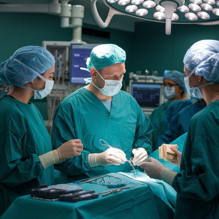 Kategorie l�ka�stv�, Chirurg s t�mem, sestry dr�� n�stroje, entizol, ilustra�n� obr�zek