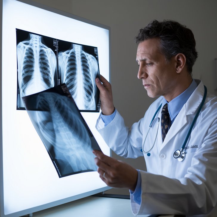 Kategorie l�ka�stv�, L�ka� zkoum� rentgenov� sn�mky, reiki, ilustra�n� obr�zek