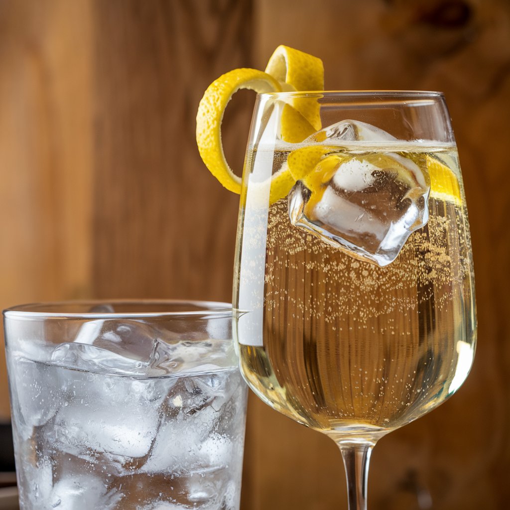 Kategorie nápoje, Prosecco s ledem, vermut, ilustrační obrázek Kategorie nápoje, Prosecco s ledem, vermut, ilustrační obrázek