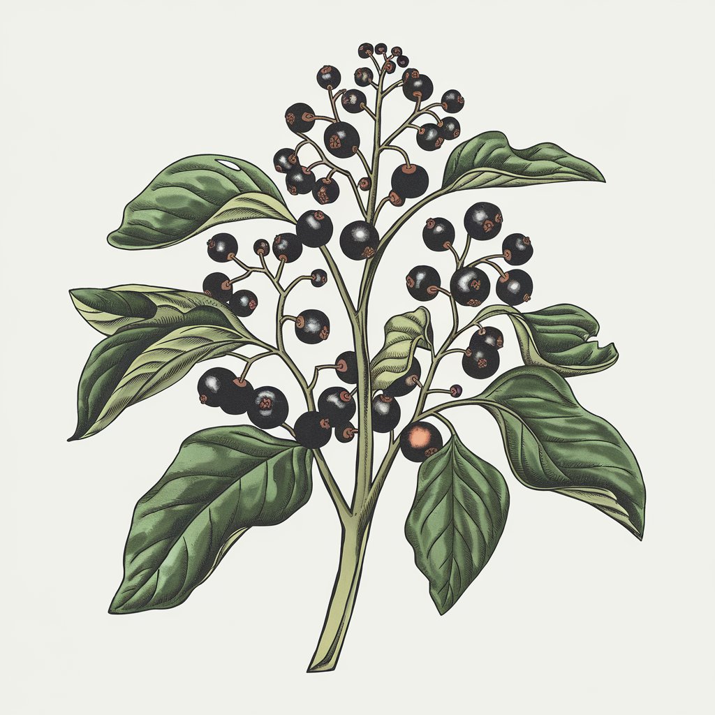 Kategorie rostliny, Rostlina s ernmi bobulemi, tamaryek, ilustran obrzek