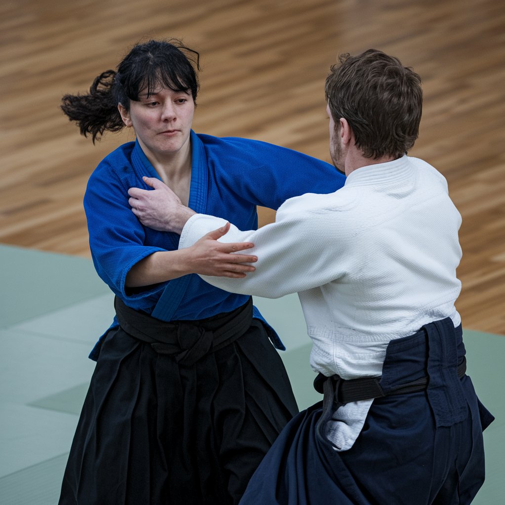 Kategorie sport, Zpasnci aikido, ofsajd, ilustran obrzek