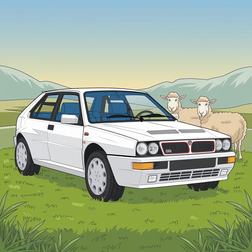 Kategorie technika, Osobn automobil bl Lancia, katamarn, ilustran obrzek