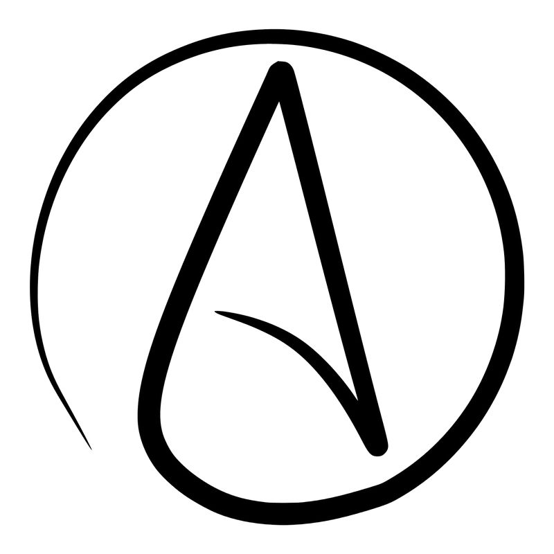 Symbol ateismu. Zdroj: Wikimedia commons, licence: public domain