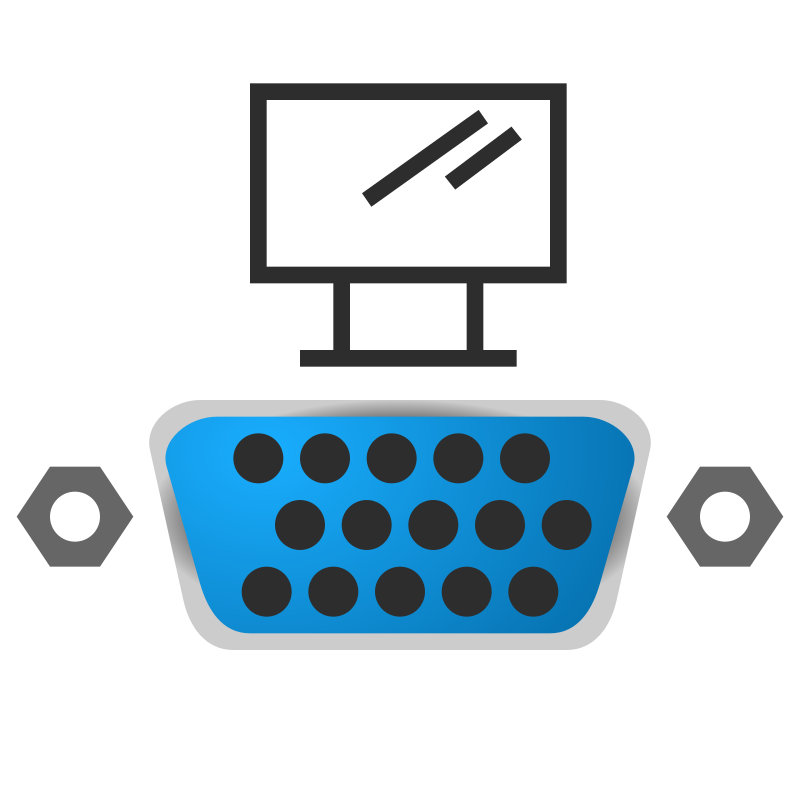 VGA konektor slouží k přenosu obrazu mezi počítačem (grafickou kartou) a zobrazovacím zařízením (monitorem). Zdroj: openclipart.org, licence: public domain