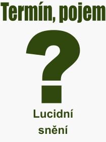 Co je to Lucidní snění? Význam slova, termín, Výraz, termín, definice slova Lucidní snění. Co znamená odborný pojem Lucidní snění z kategorie Psychologie?