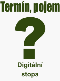 Co je to Digitální stopa? Význam slova, termín, Výraz, termín, definice slova Digitální stopa. Co znamená odborný pojem Digitální stopa z kategorie Internet?