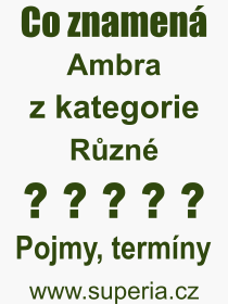 Co je to Ambra? Význam slova, termín, Výraz, termín, definice slova Ambra. Co znamená odborný pojem Ambra z kategorie Různé?