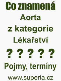Co je to Aorta? Vznam slova, termn, Odborn vraz, definice slova Aorta. Co znamen slovo Aorta z kategorie Lkastv?