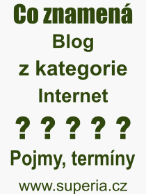 Co je to Blog? Význam slova, termín, Výraz, termín, definice slova Blog. Co znamená odborný pojem Blog z kategorie Internet?