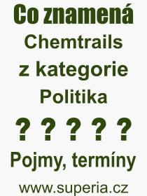 Co je to Chemtrails? Význam slova, termín, Odborný výraz, definice slova Chemtrails. Co znamená pojem Chemtrails z kategorie Politika?