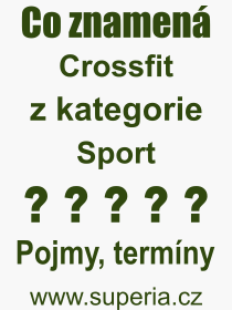 Co je to Crossfit? Význam slova, termín, Odborný termín, výraz, slovo Crossfit. Co znamená pojem Crossfit z kategorie Sport?