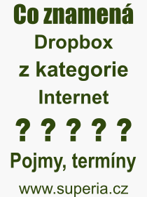 Co je to Dropbox? Vznam slova, termn, Definice vrazu, termnu Dropbox. Co znamen odborn pojem Dropbox z kategorie Internet?