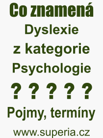 Pojem, výraz, heslo, co je to Dyslexie? 