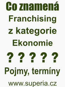 Co je to Franchising? Význam slova, termín, Výraz, termín, definice slova Franchising. Co znamená odborný pojem Franchising z kategorie Ekonomie?