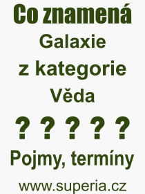 Co je to Galaxie? Význam slova, termín, Výraz, termín, definice slova Galaxie. Co znamená odborný pojem Galaxie z kategorie Věda?