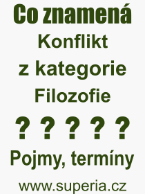 Co je to Konflikt? Vznam slova, termn, Definice vrazu, termnu Konflikt. Co znamen odborn pojem Konflikt z kategorie Filozofie?