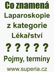 Co je to Laparoskopie? Vznam slova, termn, Definice vrazu Laparoskopie. Co znamen odborn pojem Laparoskopie z kategorie Lkastv?