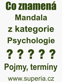 Co je to Mandala? Význam slova, termín, Odborný výraz, definice slova Mandala. Co znamená slovo Mandala z kategorie Psychologie?