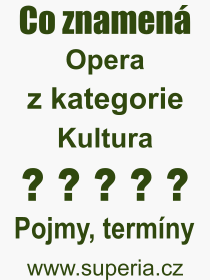 Pojem, výraz, heslo, co je to Opera? 
