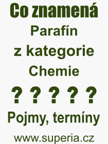 Co je to Parafn? Vznam slova, termn, Definice vrazu, termnu Parafn. Co znamen odborn pojem Parafn z kategorie Chemie?