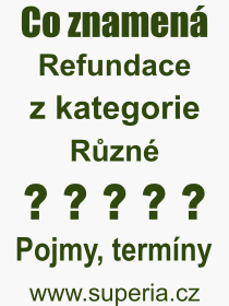Co je to Refundace? Vznam slova, termn, Odborn vraz, definice slova Refundace. Co znamen pojem Refundace z kategorie etnictv?