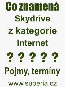 Co je to Skydrive? Význam slova, termín, Výraz, termín, definice slova Skydrive. Co znamená odborný pojem Skydrive z kategorie Internet?