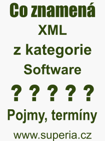 Co je to XML? Vznam slova, termn, Definice vrazu, termnu XML. Co znamen odborn pojem XML z kategorie Software?