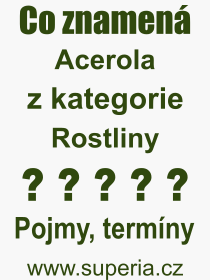 Co je to Acerola? Význam slova, termín, Definice výrazu, termínu Acerola. Co znamená odborný pojem Acerola z kategorie Rostliny?