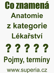 Co je to Anatomie? Vznam slova, termn, Vraz, termn, definice slova Anatomie. Co znamen odborn pojem Anatomie z kategorie Lkastv?