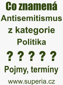 Pojem, výraz, heslo, co je to Antisemitismus? 