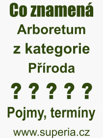 Co je to Arboretum? Význam slova, termín, Výraz, termín, definice slova Arboretum. Co znamená odborný pojem Arboretum z kategorie Příroda?