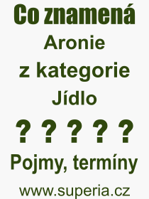 Co je to Aronie? Význam slova, termín, Výraz, termín, definice slova Aronie. Co znamená odborný pojem Aronie z kategorie Jídlo?