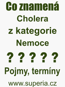 Co je to Cholera? Význam slova, termín, Výraz, termín, definice slova Cholera. Co znamená odborný pojem Cholera z kategorie Nemoce?