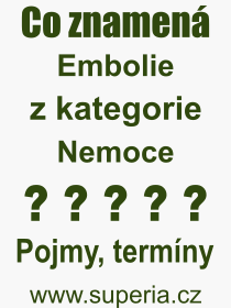 Pojem, výraz, heslo, co je to Embolie? 