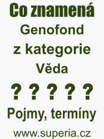 Co je to Genofond? Význam slova, termín, Odborný termín, výraz, slovo Genofond. Co znamená pojem Genofond z kategorie Věda?