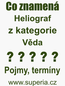 Co je to Heliograf? Význam slova, termín, Výraz, termín, definice slova Heliograf. Co znamená odborný pojem Heliograf z kategorie Věda?