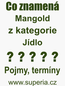 Co je to Mangold? Význam slova, termín, Výraz, termín, definice slova Mangold. Co znamená odborný pojem Mangold z kategorie Jídlo?