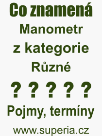 Co je to Manometr? Vznam slova, termn, Odborn termn, vraz, slovo Manometr. Co znamen pojem Manometr z kategorie Technika?