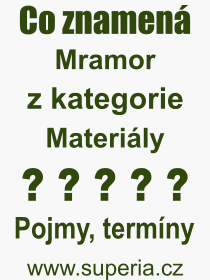 Co je to Mramor? Význam slova, termín, Odborný výraz, definice slova Mramor. Co znamená slovo Mramor z kategorie Materiály?