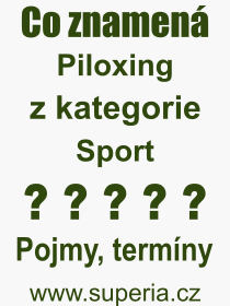 Co je to Piloxing? Vznam slova, termn, Odborn vraz, definice slova Piloxing. Co znamen pojem Piloxing z kategorie Sport?