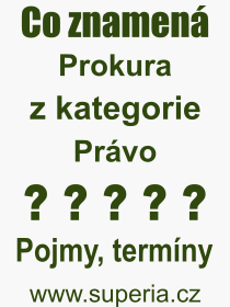 Co je to Prokura? Vznam slova, termn, Definice vrazu, termnu Prokura. Co znamen odborn pojem Prokura z kategorie Prvo?