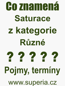 Co je to Saturace? Vznam slova, termn, Vraz, termn, definice slova Saturace. Co znamen odborn pojem Saturace z kategorie Rzn?