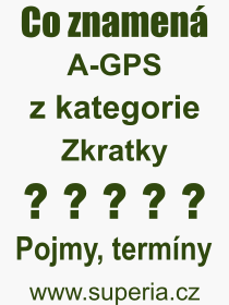Co je to A-GPS? Vznam slova, termn, Odborn termn, vraz, slovo A-GPS. Co znamen pojem A-GPS z kategorie Zkratky?