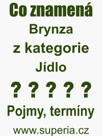Co je to Brynza? Význam slova, termín, Odborný výraz, definice slova Brynza. Co znamená pojem Brynza z kategorie Jídlo?