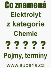 Co je to Elektrolyt? Význam slova, termín, Definice odborného termínu, slova Elektrolyt. Co znamená pojem Elektrolyt z kategorie Chemie?
