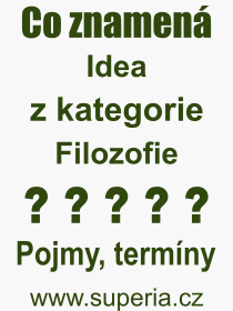 Co je to Idea? Význam slova, termín, Odborný výraz, definice slova Idea. Co znamená slovo Idea z kategorie Filozofie?