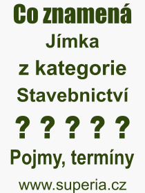 Co je to Jmka? Vznam slova, termn, Vraz, termn, definice slova Jmka. Co znamen odborn pojem Jmka z kategorie Stavebnictv?