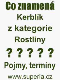 Co je to Kerblík? Význam slova, termín, Výraz, termín, definice slova Kerblík. Co znamená odborný pojem Kerblík z kategorie Rostliny?