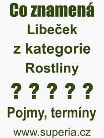 Co je to Libeček? Význam slova, termín, Výraz, termín, definice slova Libeček. Co znamená odborný pojem Libeček z kategorie Rostliny?